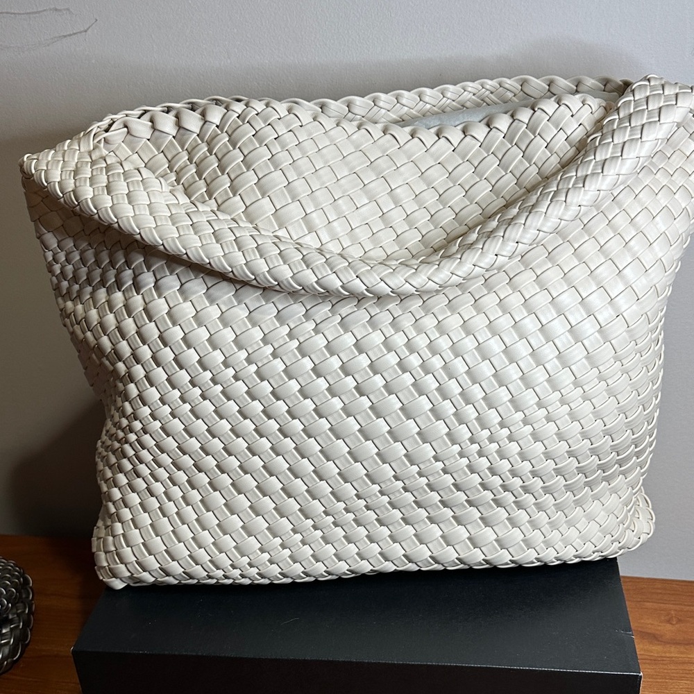 Elegant White Woven Tote Bag